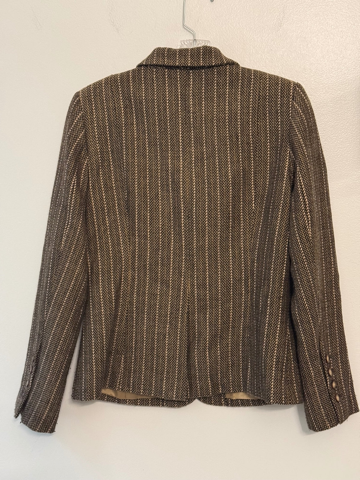 Ann Taylor Factory Women’s Size 6 Brown  Striped Tweed Blazer, Academia