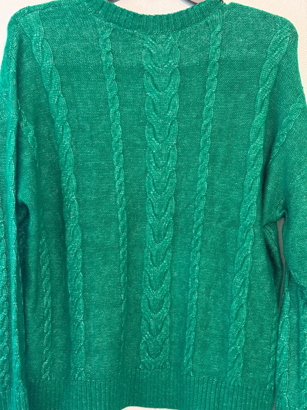 LOFT Women’s XL Emerald Green Cable Knit Crewneck Sweater Cozy Pullover