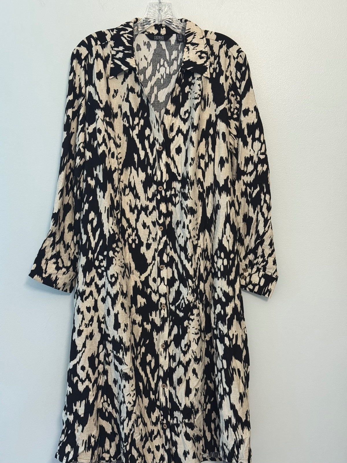 Dennis Basso button down black and cream dress