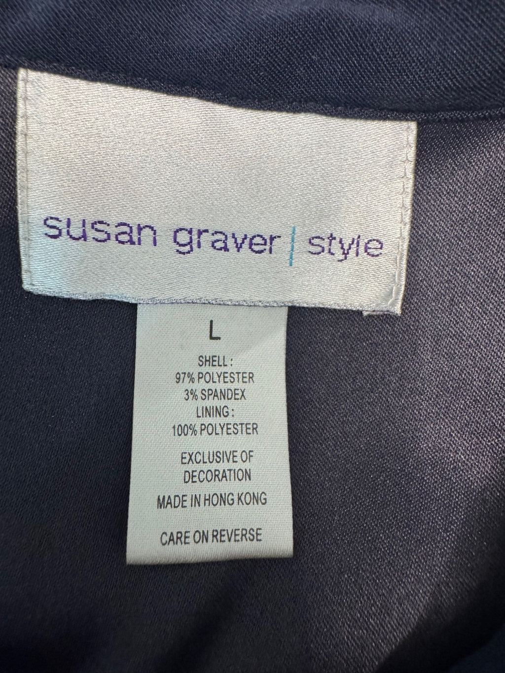 Susan Graver Style Women’s L Navy Floral Embroidered Faux Suede Jacket Boho