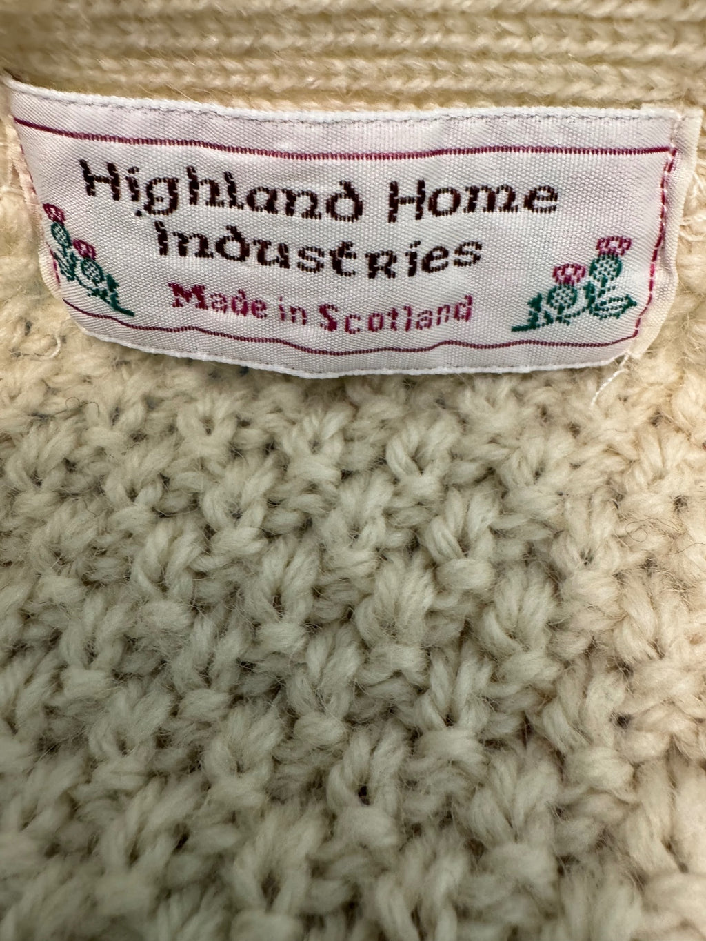 Vintage Highland Home Industries Scotland Cable Knit Cardigan Cream Size 5/6