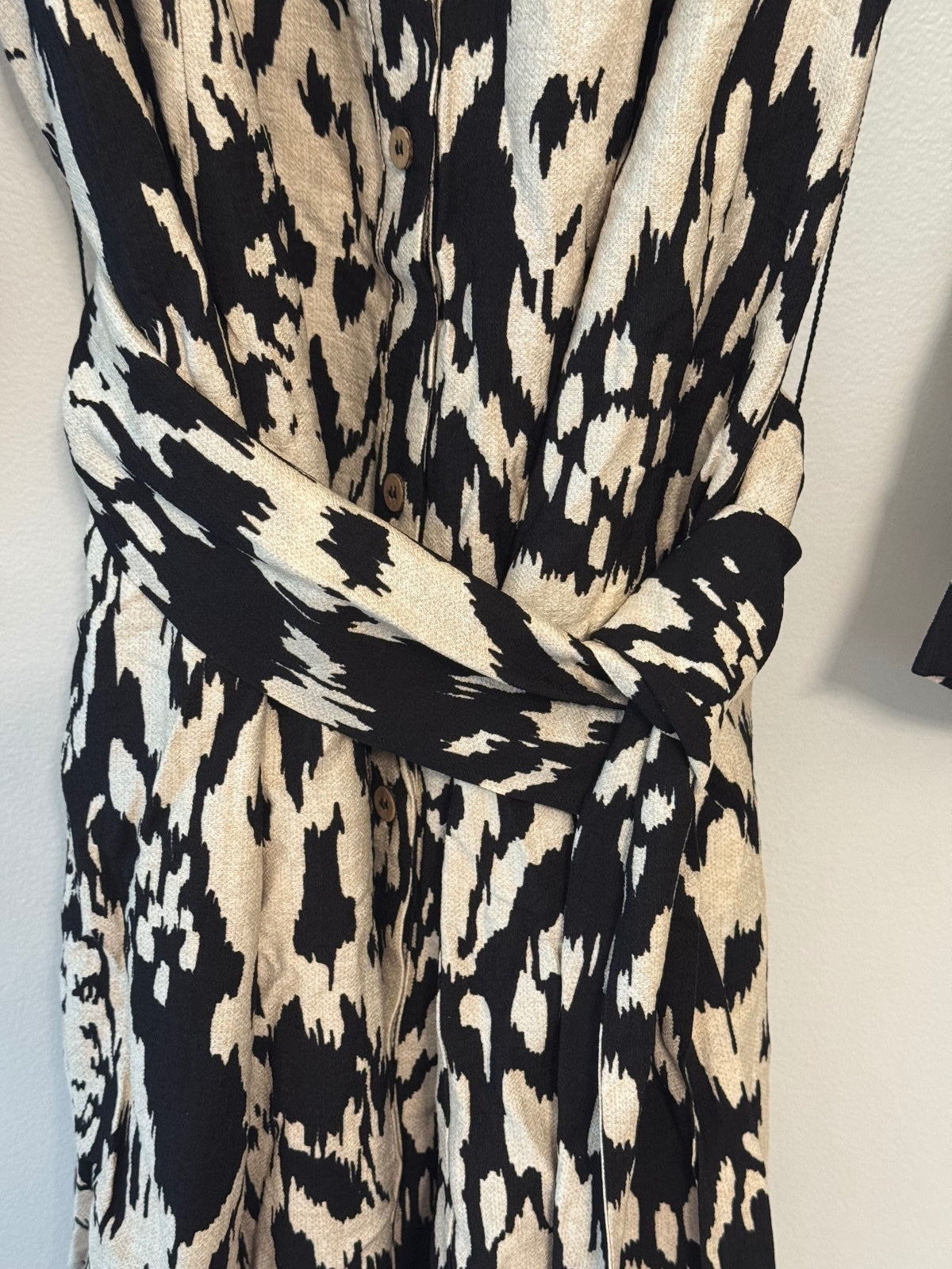 Dennis Basso button down black and cream dress