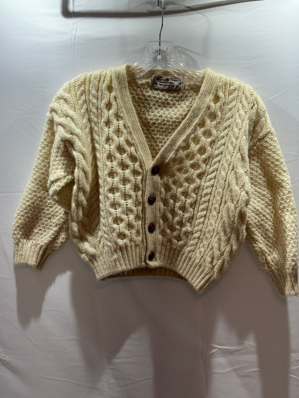 Vintage Highland Home Industries Scotland Cable Knit Cardigan Cream Size 5/6