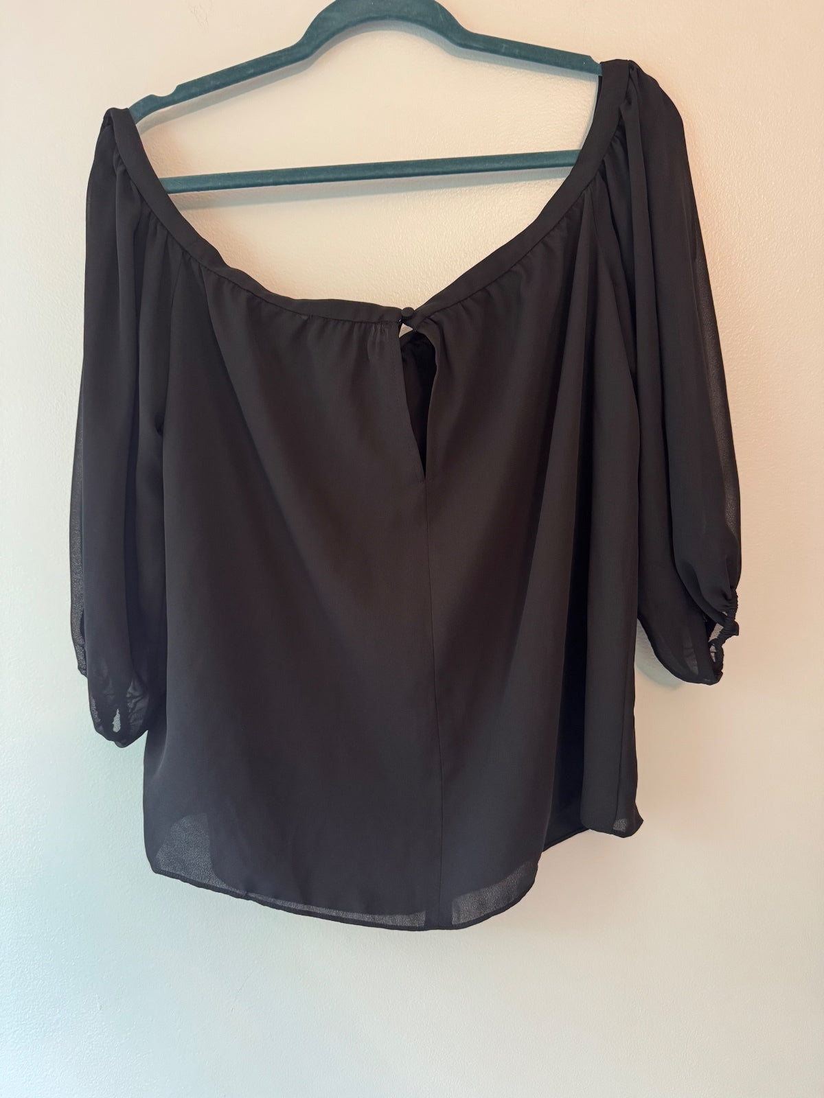 1.STATE Black Sheer Off-Shoulder Blouse Size S