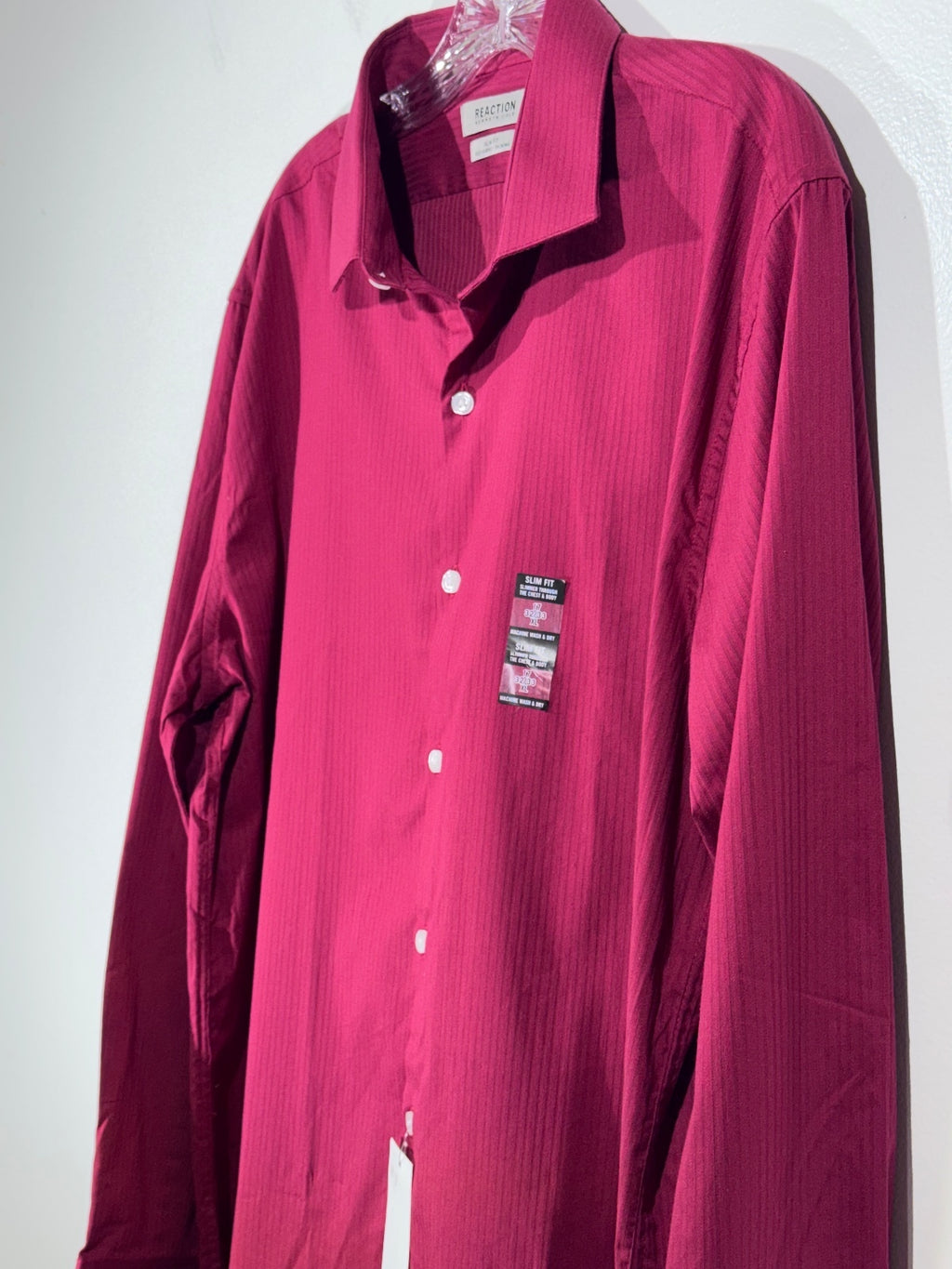 Kenneth Cole Reaction Men's Slim Fit Dress Shirt XL 17 32/33 Red