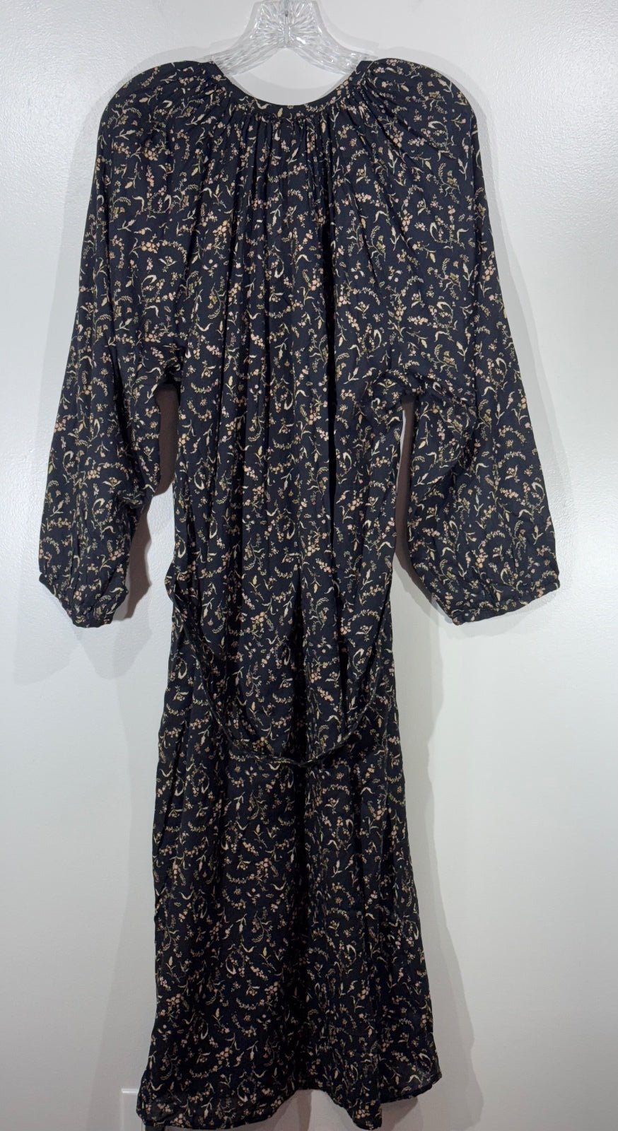 H&M Women's Black Floral Long Sleeve Maxi Dress XL