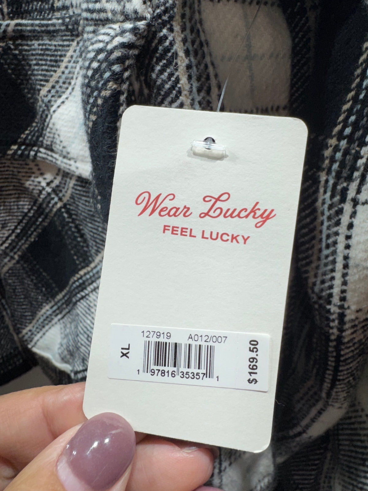 Lucky Brand Black & White Plaid  Shacket XL