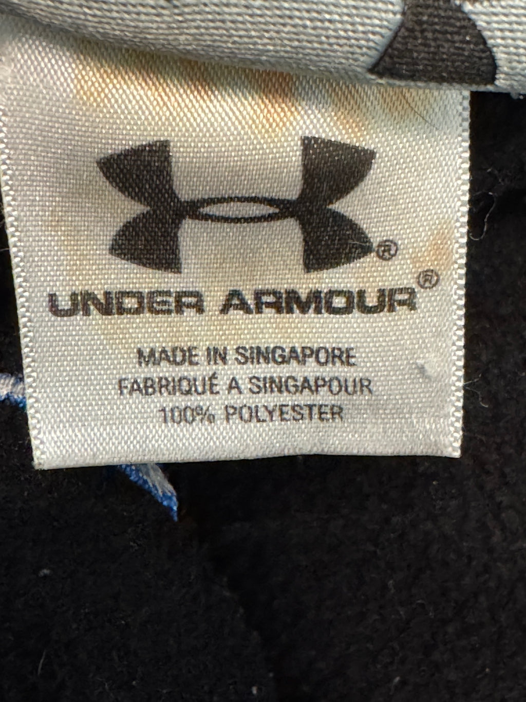 Under Armour Youth Large Black Hoodie with Blue and White Logo