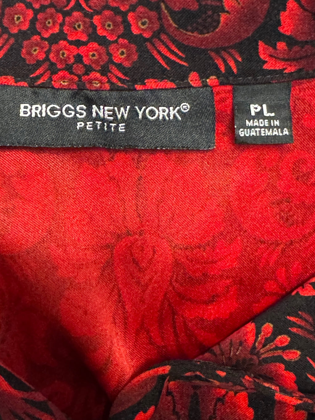 Womens red black paisley long sleeve blouse size PL, grannycore, flowercore,
