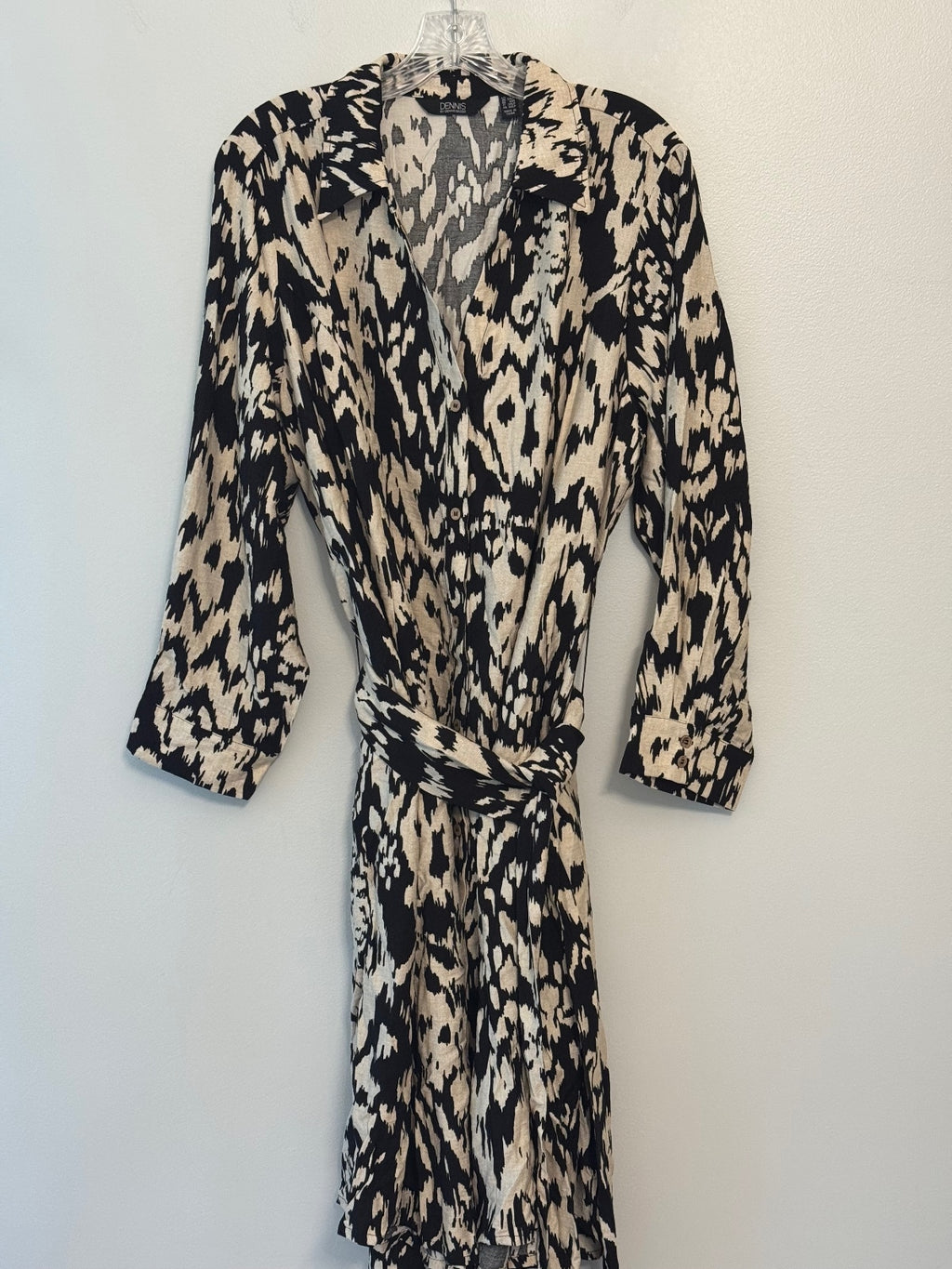 Dennis Basso button down black and cream dress
