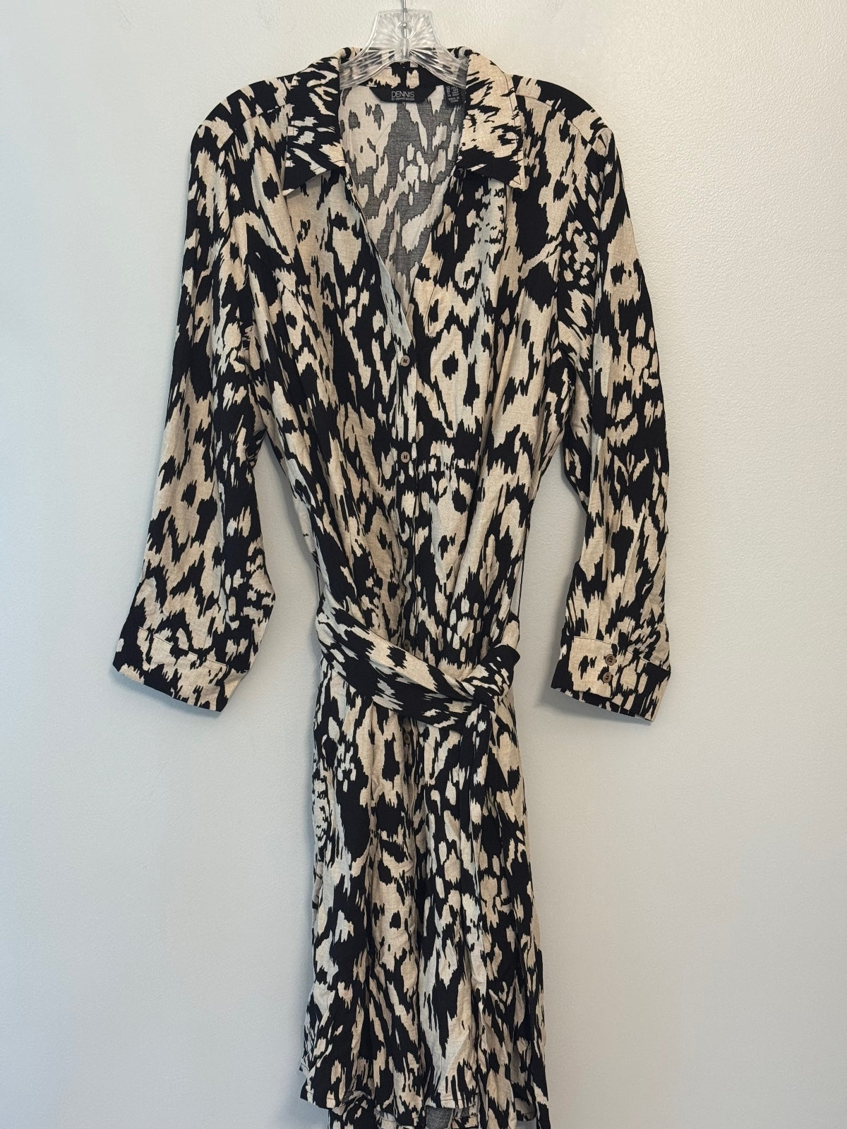 Dennis Basso button down black and cream dress