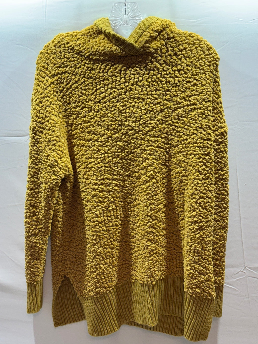 Zenana Premium Women’s S Mustard Popcorn Knit Cowl Neck Sweater Oversized