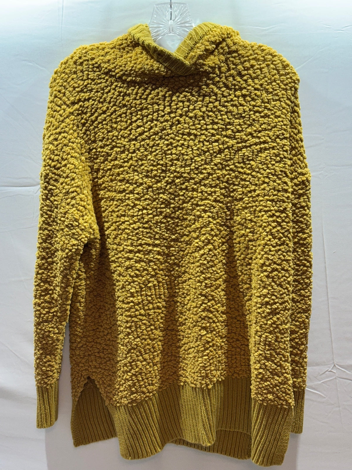 Zenana Premium Women’s S Mustard Popcorn Knit Cowl Neck Sweater Oversized