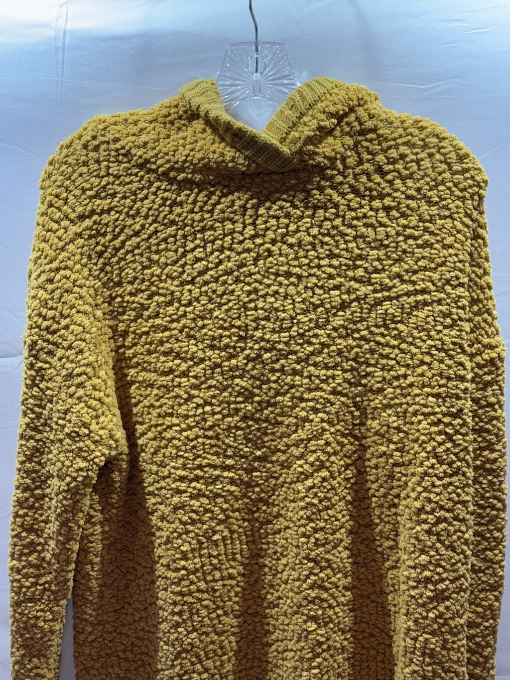Zenana Premium Women’s S Mustard Popcorn Knit Cowl Neck Sweater Oversized