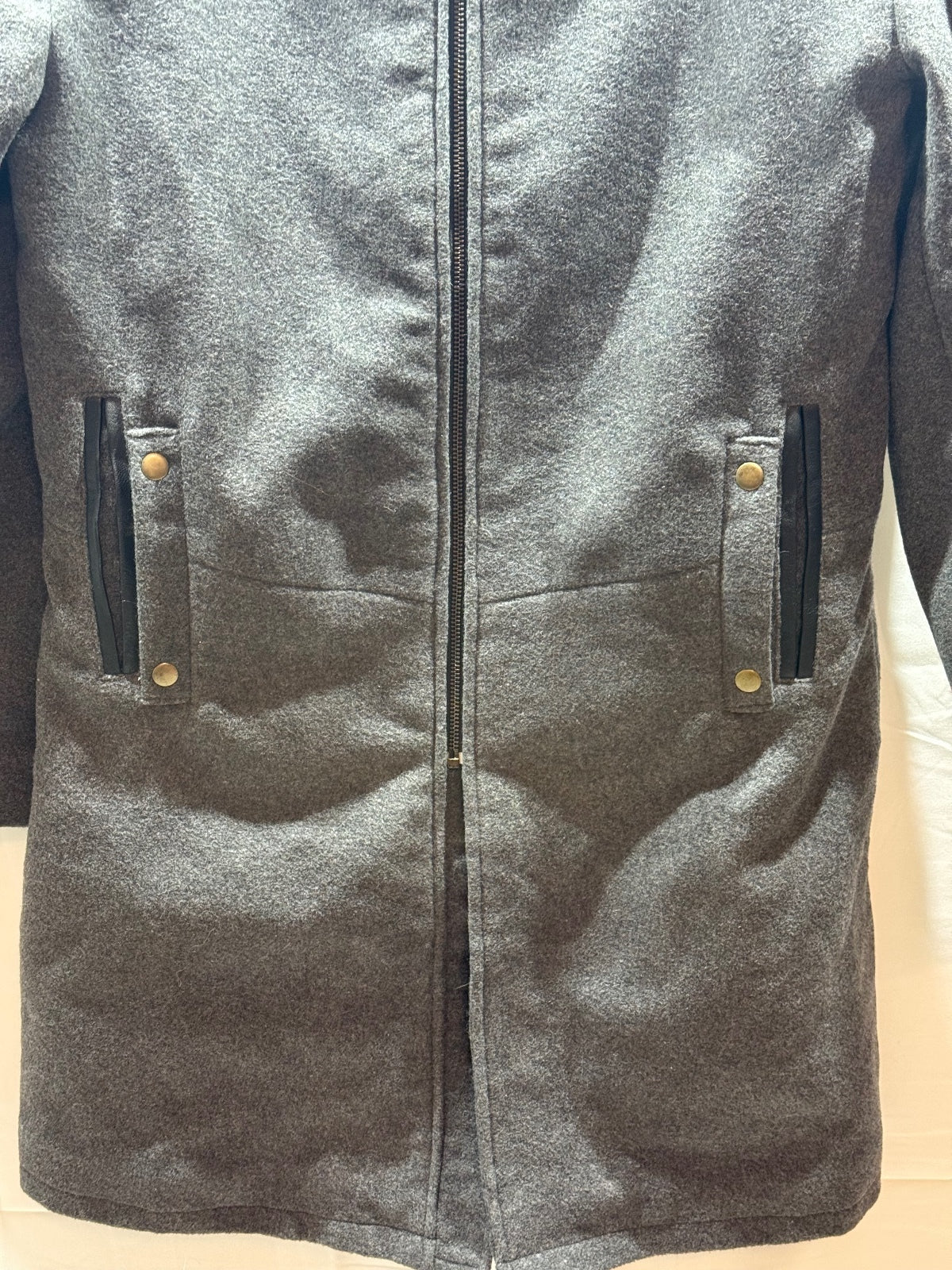 The Wool Makers XS Gray Wool Blend Hooded Long Coat Full Zip NWT