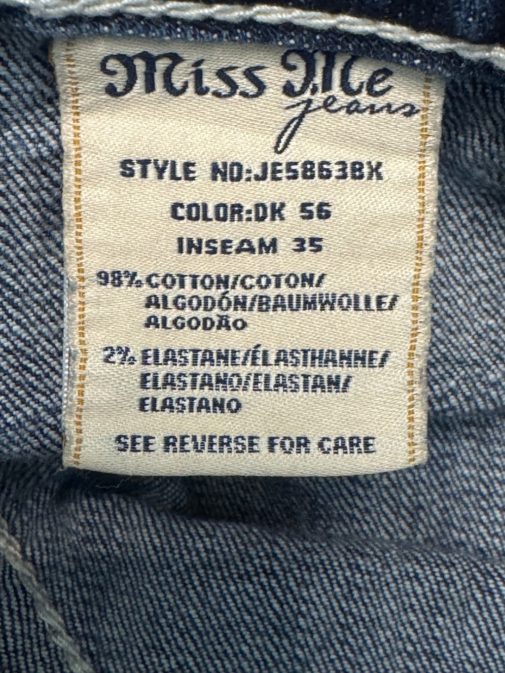 Miss Me Women’s 30 Bootcut Jeans Embellished Flapless Pockets Dark Wash