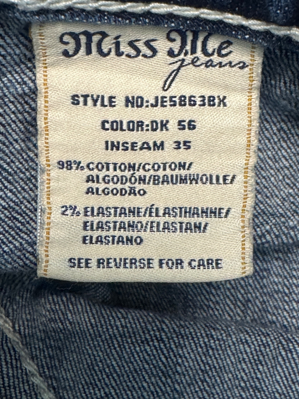 Miss Me Women’s 30 Bootcut Jeans Embellished Flapless Pockets Dark Wash