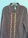 Vintage 90s Bob Mackie Wearable Art Brown Embroidered 2 Piece Pantsuit Set L