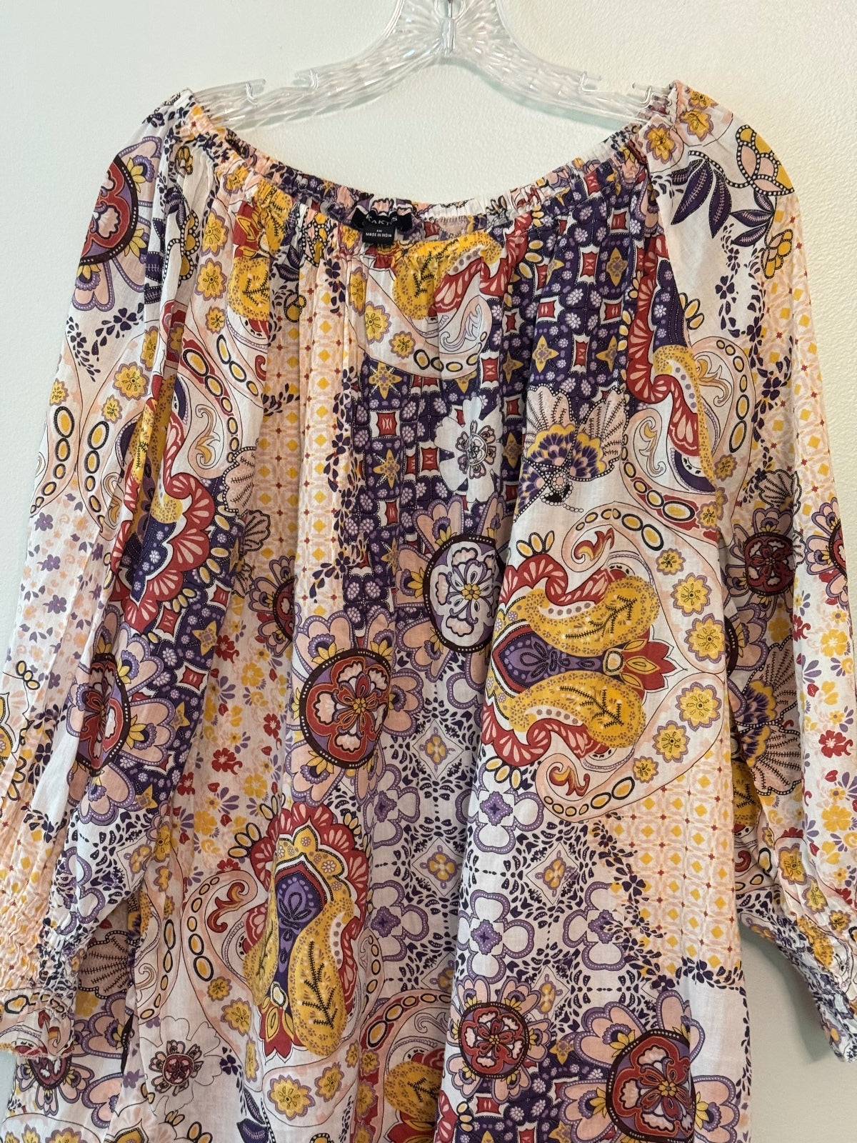 Kaktus 100% Cotton Bohemian Style Off-Shoulder Blouse 1X