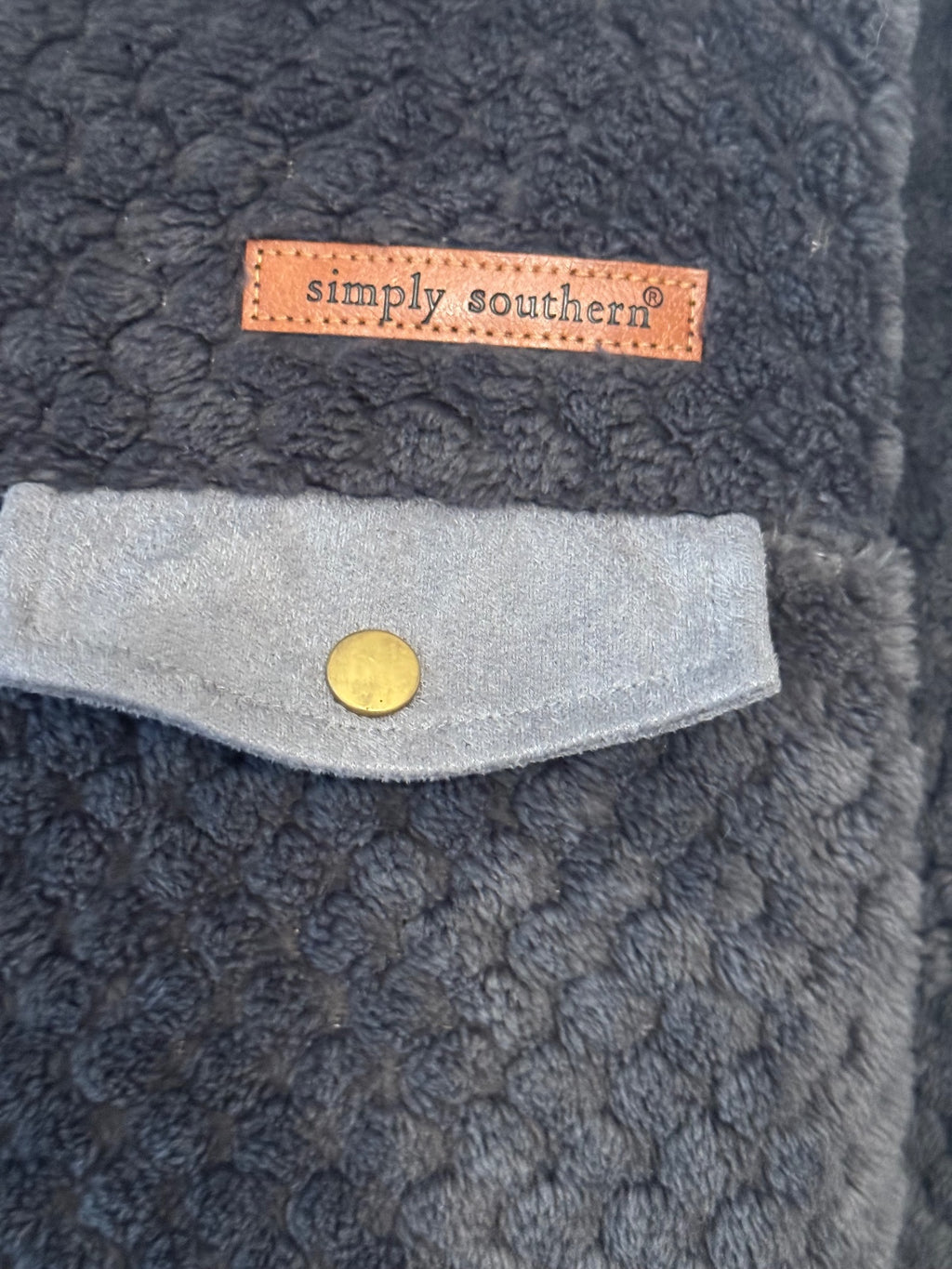 Simply Southern Women's Large Gray Fleece Pullover Sweatshirt