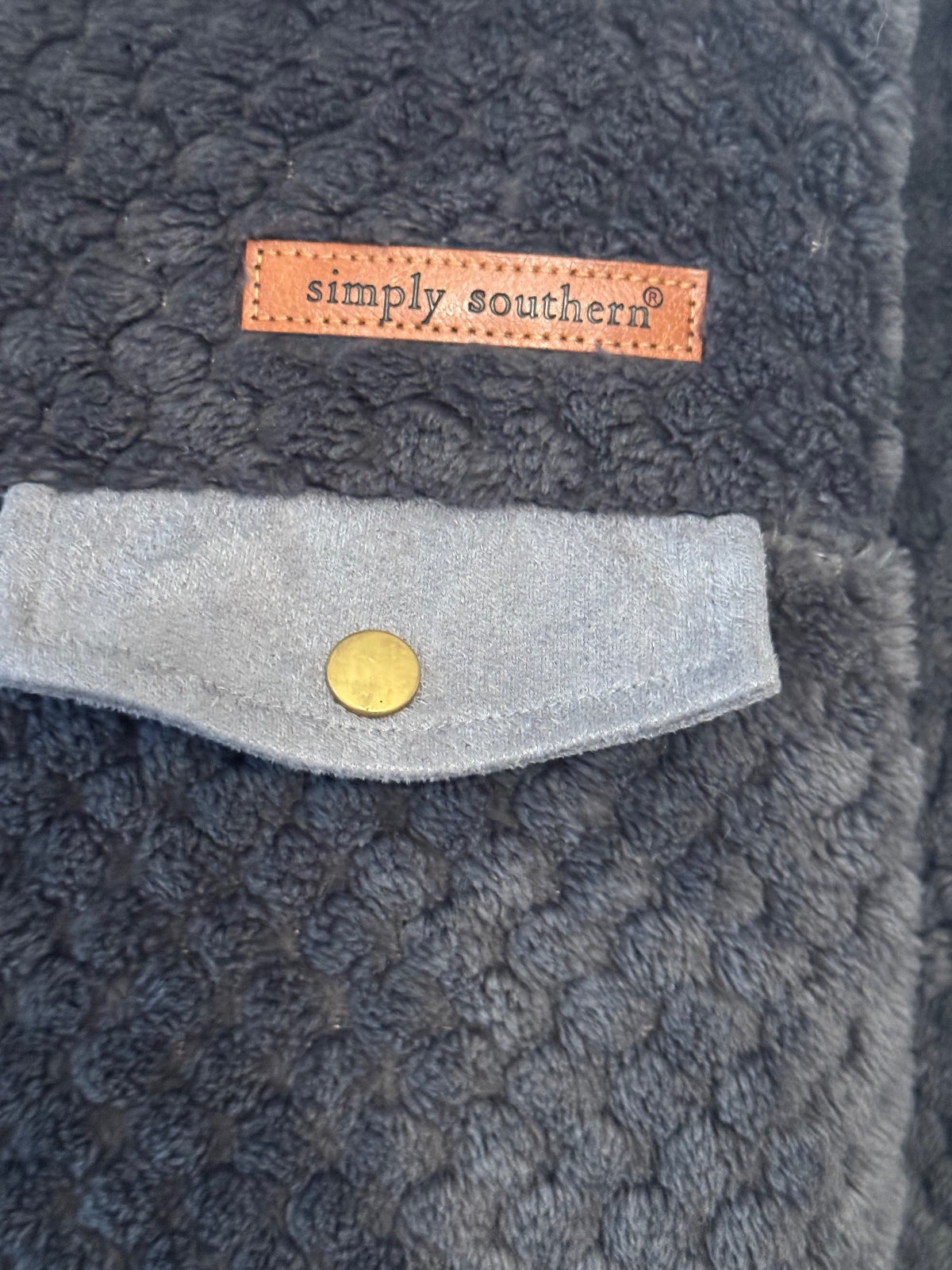 Simply Southern Women's Large Gray Fleece Pullover Sweatshirt
