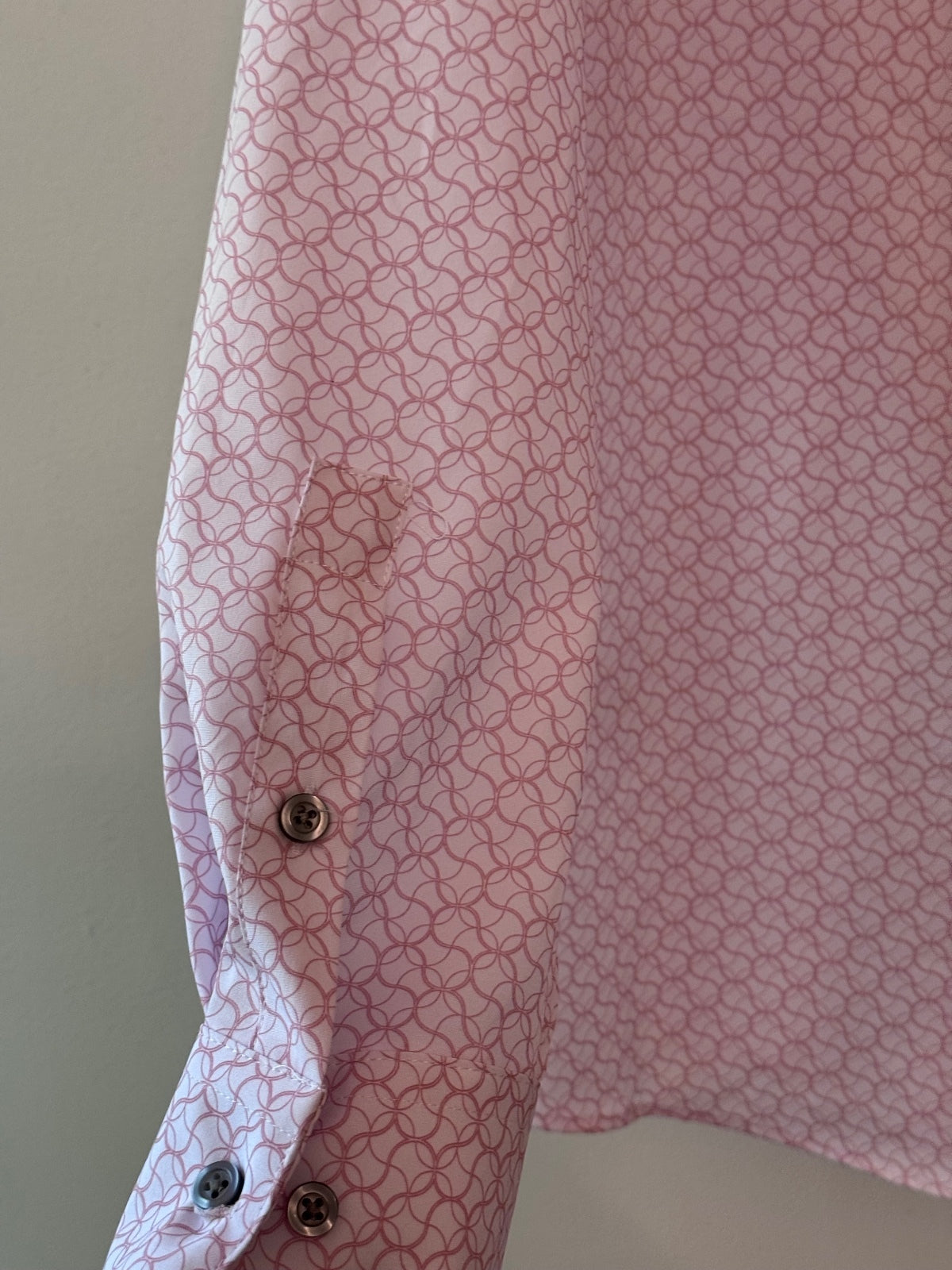 Alfani Slim Fit White Mauve Patterned Dress Shirt 17-17 1/2 Neck 36-37 Sleeve