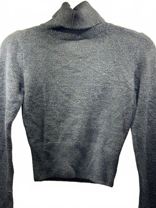 ANWND Women’s L Black Cropped Turtleneck Sweater Flared Bell Sleeves NWT
