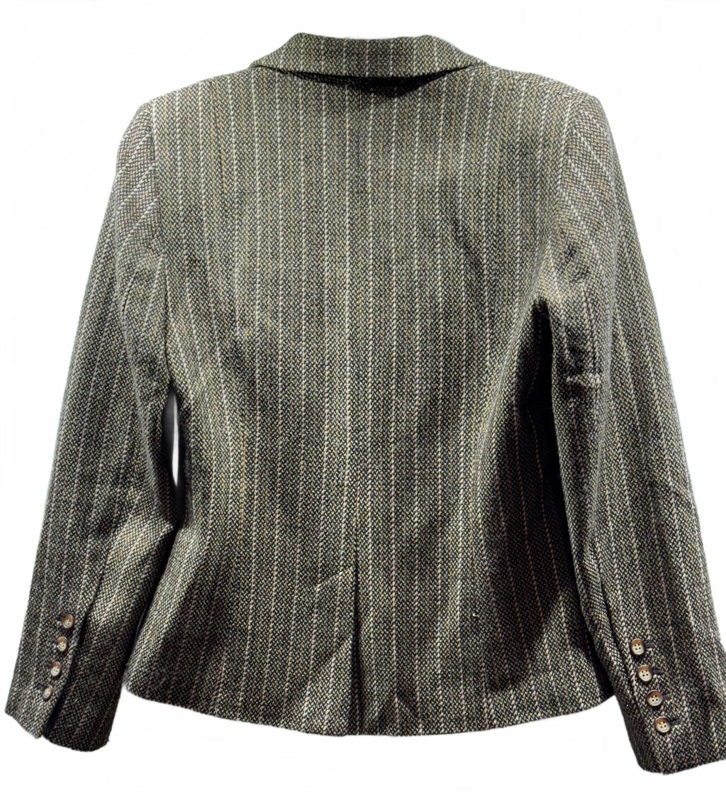 Ann Taylor Factory Women’s Size 6 Brown Tweed Blazer 3 Button Tailored Jacket