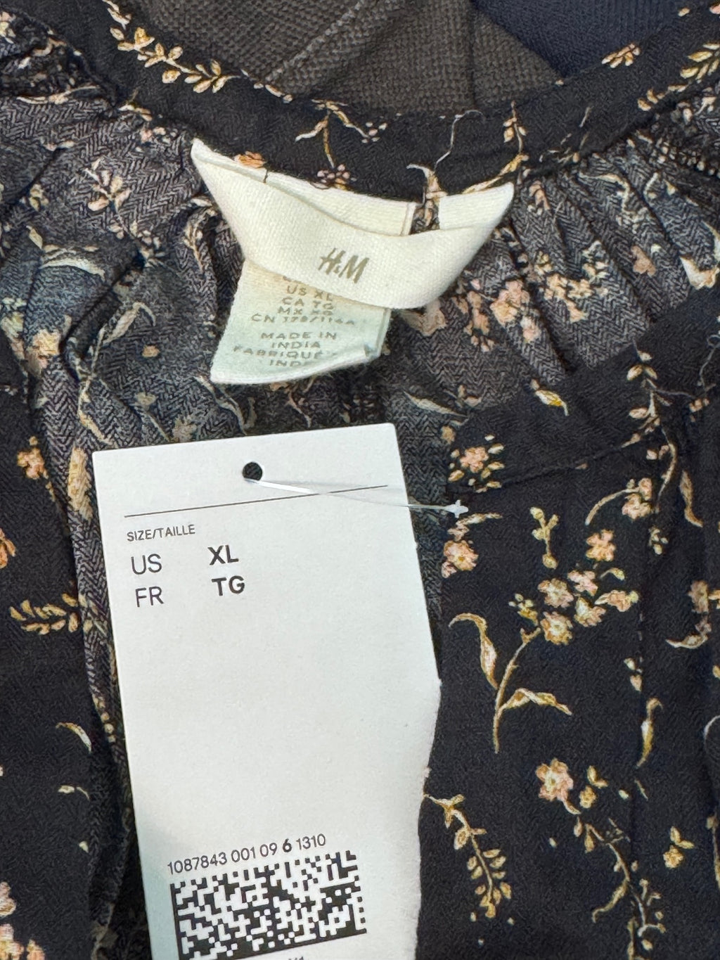 H&M Women's Black Floral Long Sleeve Maxi Dress XL