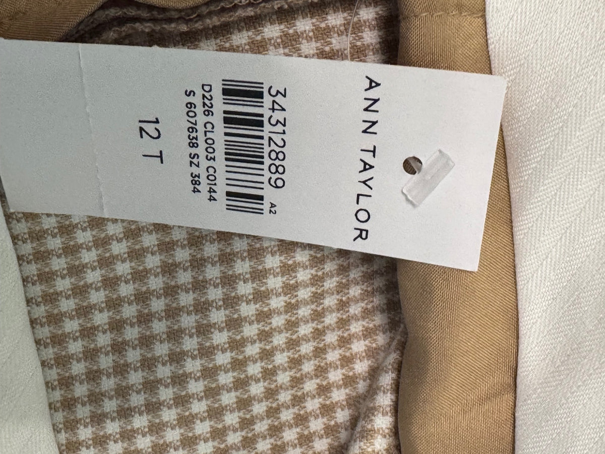 Ann Taylor Women's Beige and White Houndstooth Dress Pants Size 12T