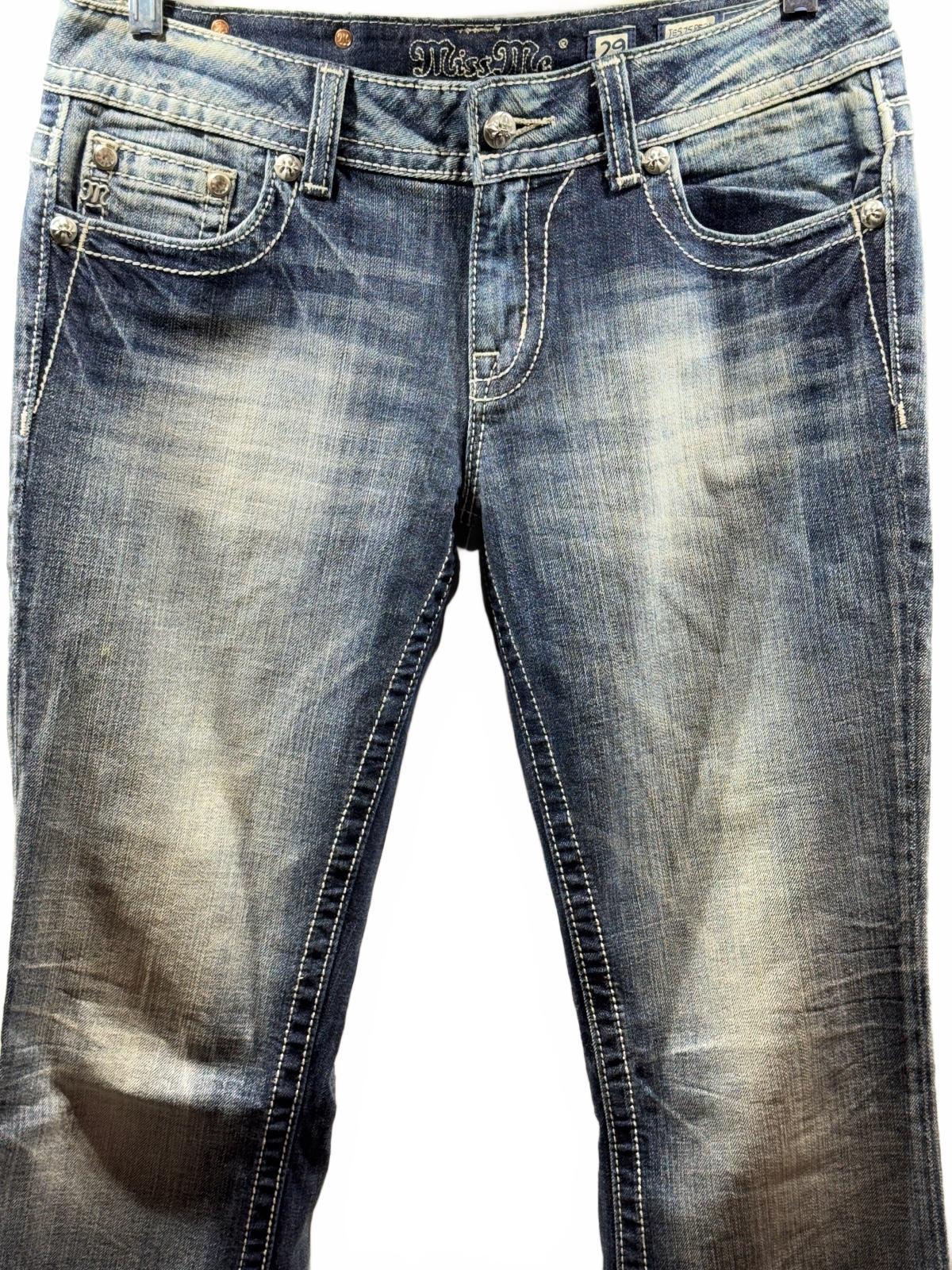 Miss Me Jeans Women’s 29 Easy Boot Rhinestone Flap Pocket Denim 33 Inseam