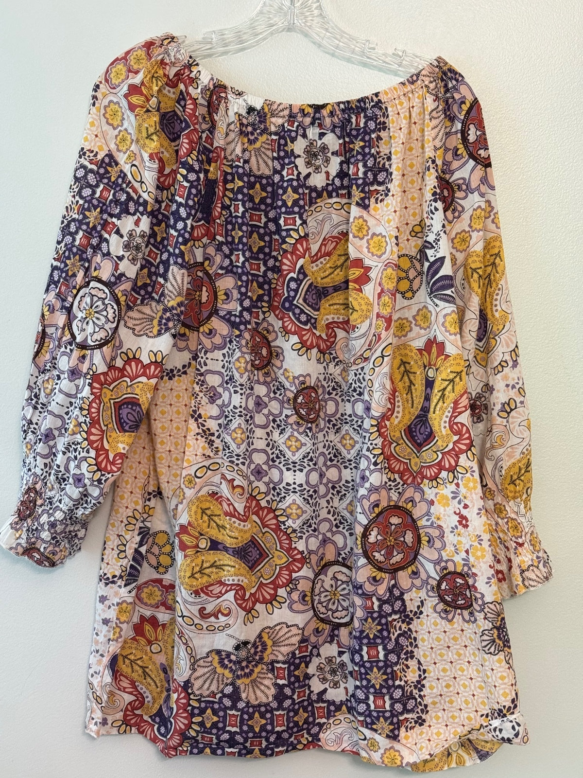 Kaktus 100% Cotton Bohemian Style Off-Shoulder Blouse 1X