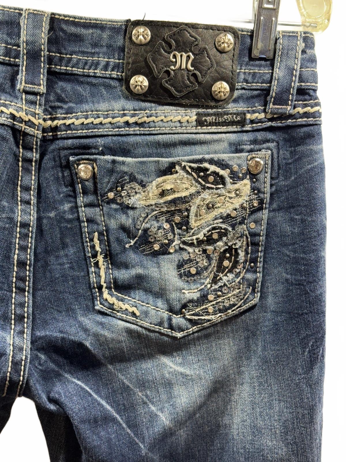 Miss Me Women’s 30 Bootcut Jeans Embellished Flapless Pockets Dark Wash