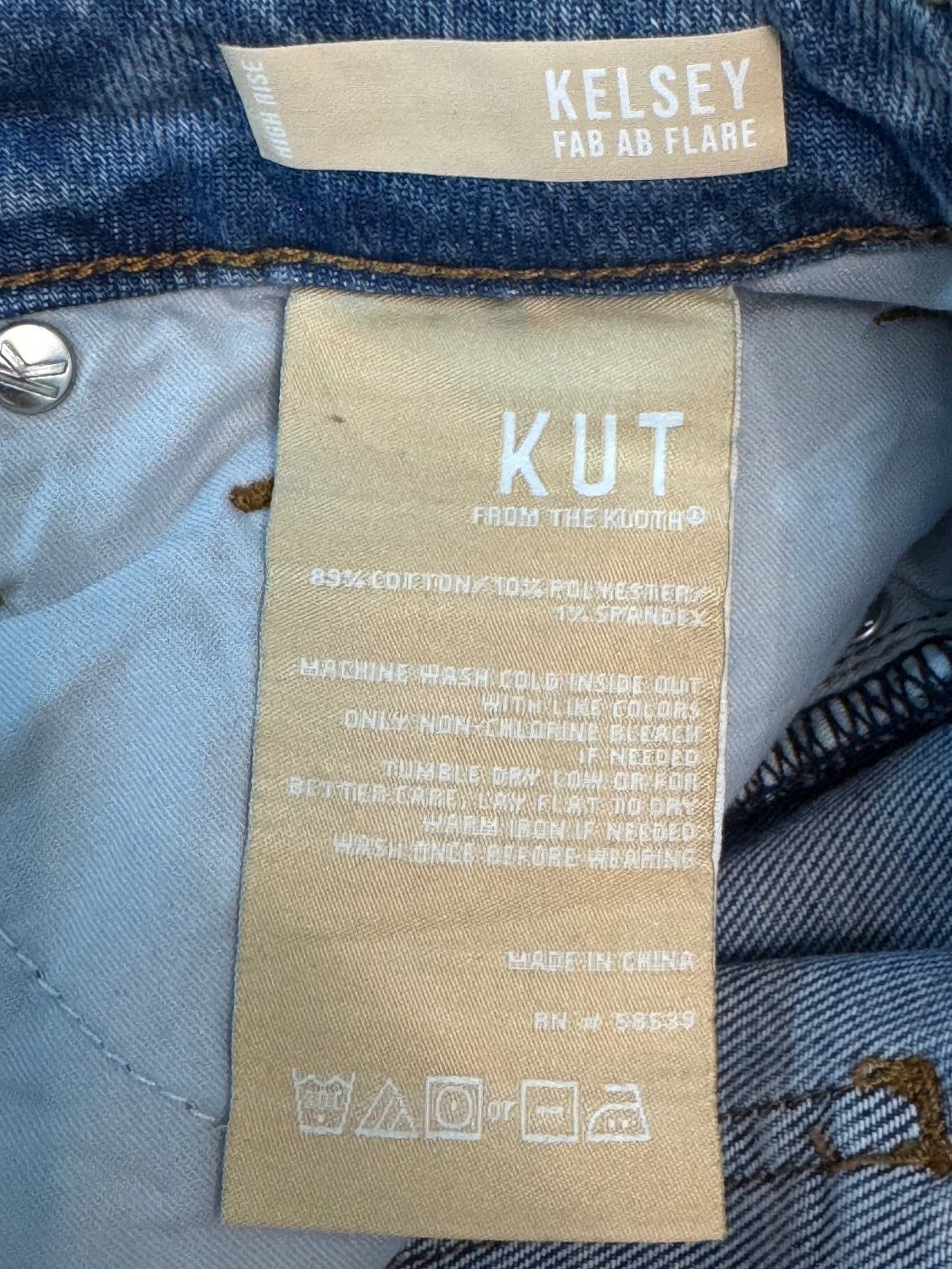 KUT from the Kloth Kelsey Fab Ab Flare Jeans Women’s 12 Light Wash Stretch