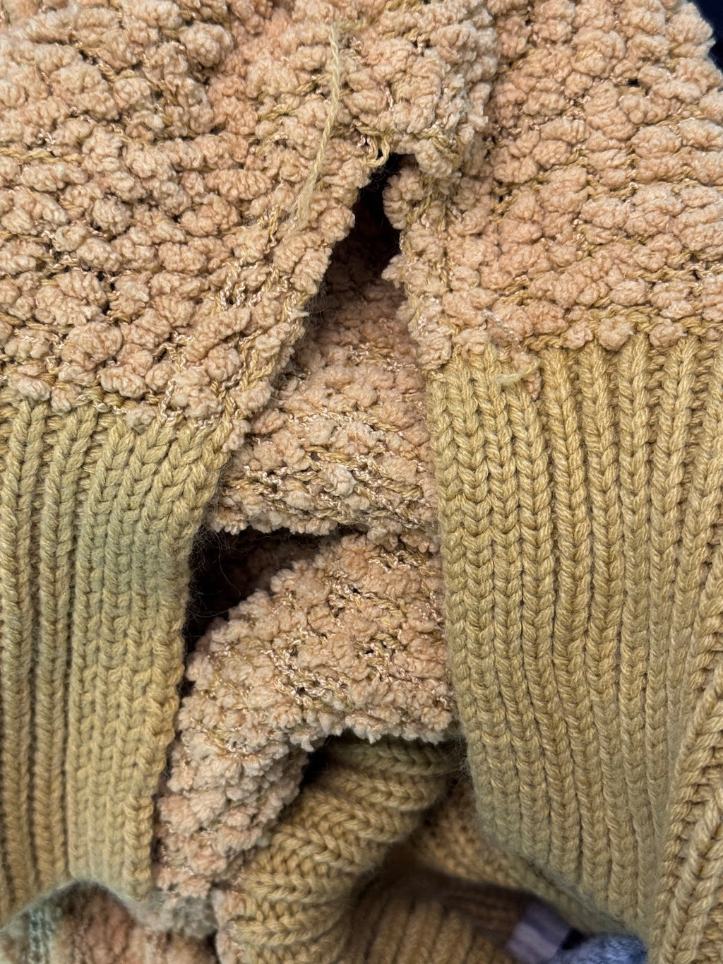 Zenana Premium Women’s S Mustard Popcorn Knit Cowl Neck Sweater Oversized