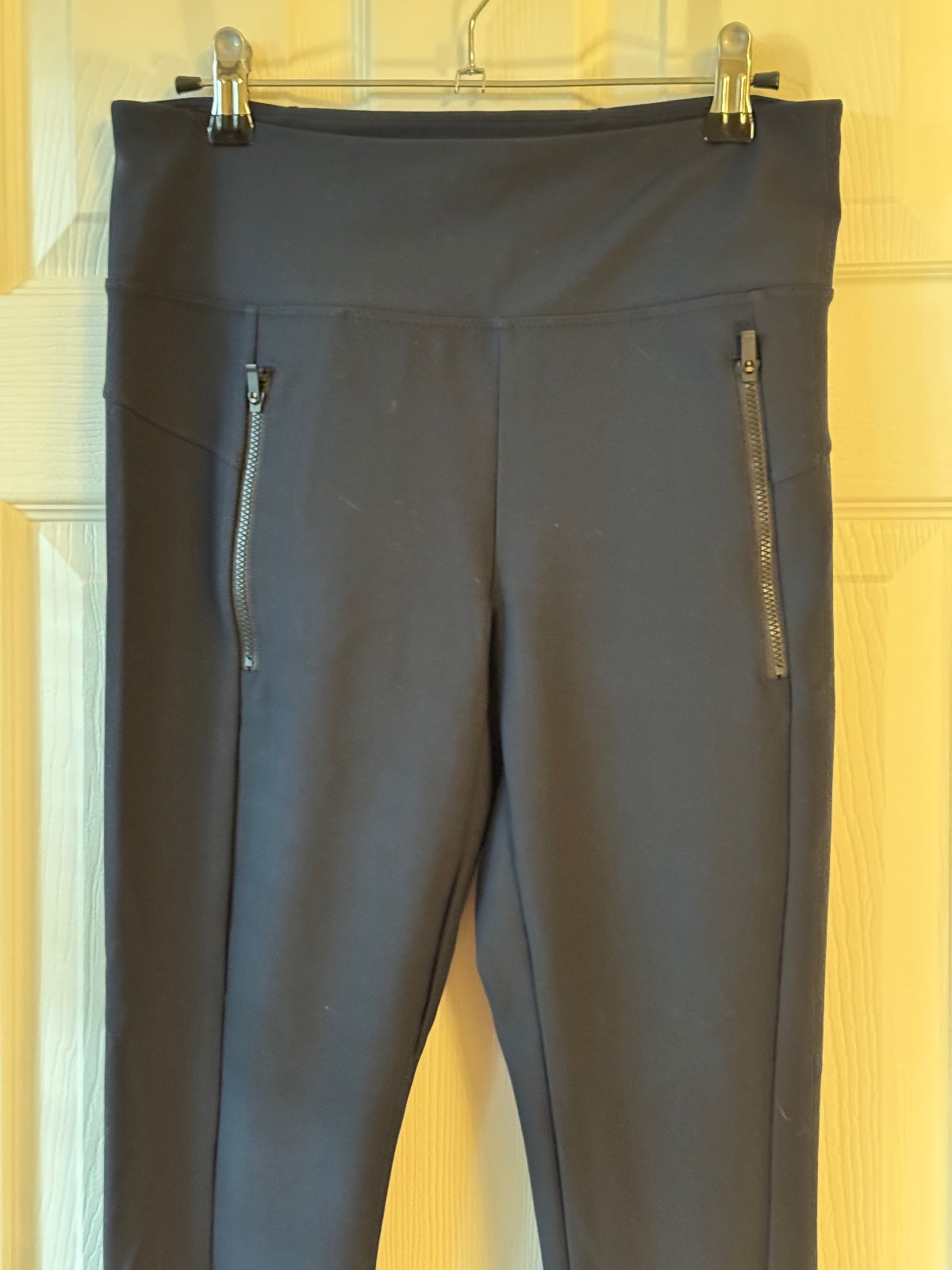 Athleta Stellar Tight Pants dark blue Women’s S Zip Pockets Split Hem
