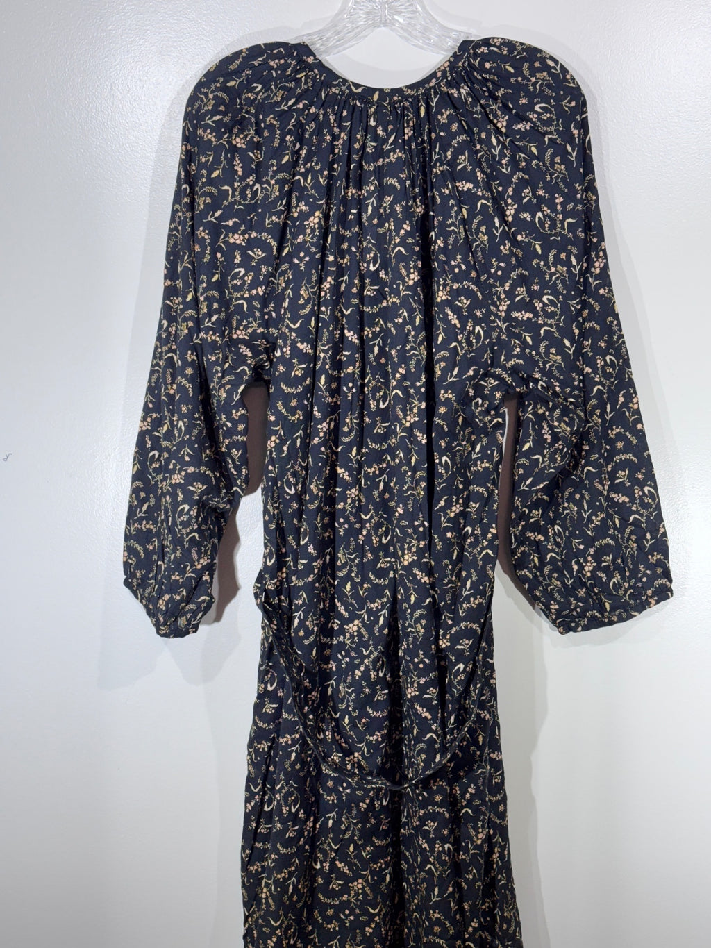 H&M Women's Black Floral Long Sleeve Maxi Dress XL