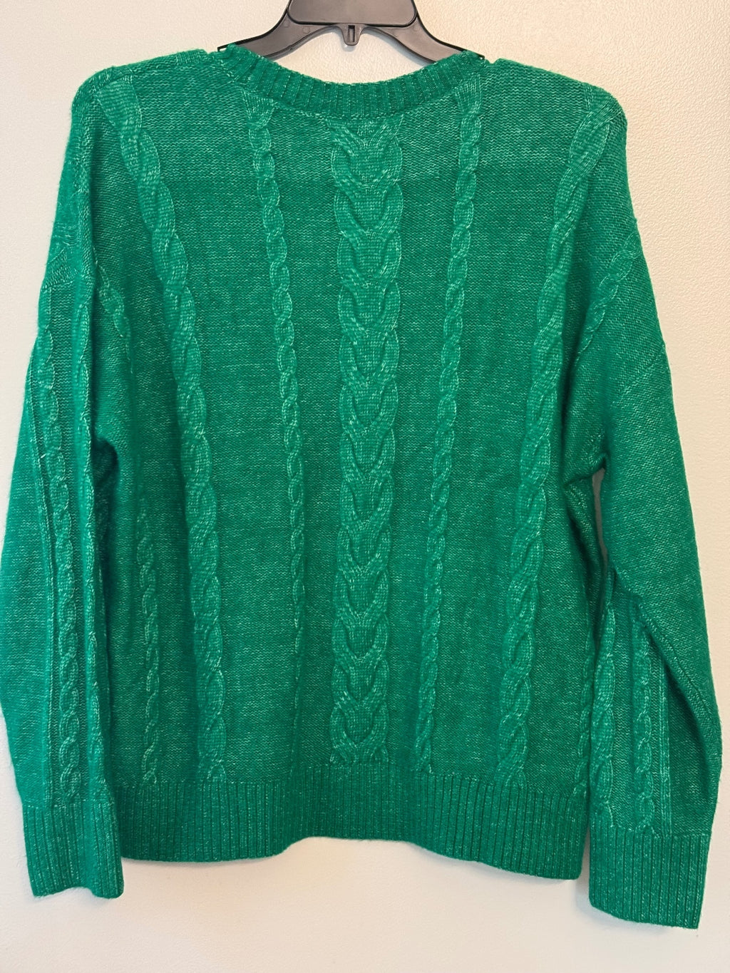 LOFT Women’s XL Emerald Green Cable Knit Crewneck Sweater Cozy Pullover