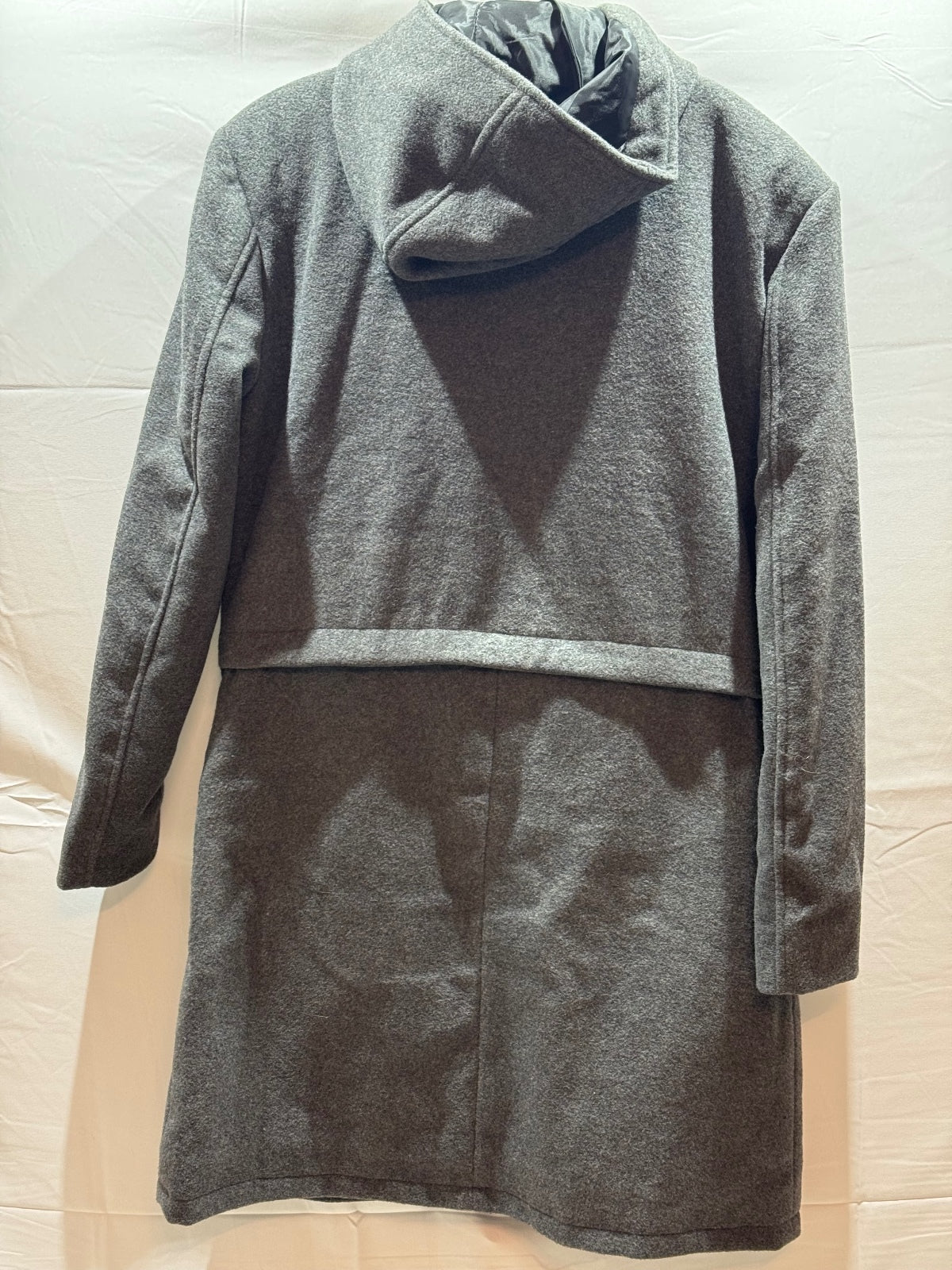 The Wool Makers XS Gray Wool Blend Hooded Long Coat Full Zip NWT