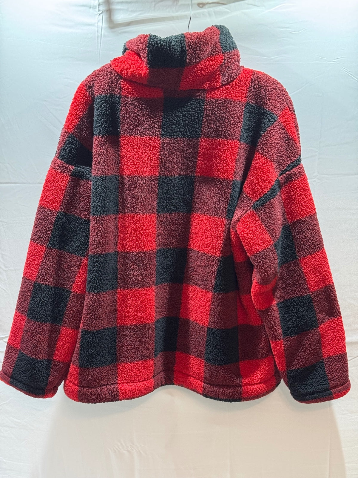LOFT Red and Black Buffalo Plaid Sherpa Pullover Sweater XL