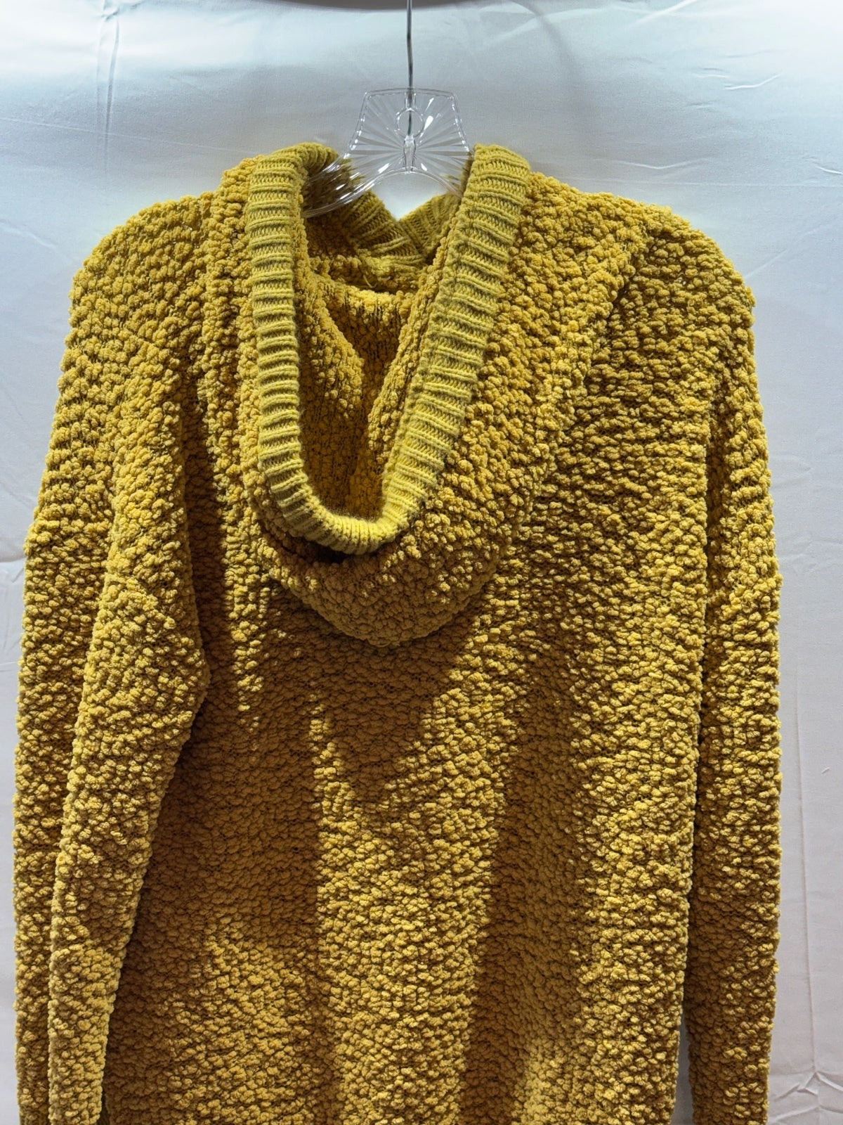 Zenana Premium Women’s S Mustard Popcorn Knit Cowl Neck Sweater Oversized
