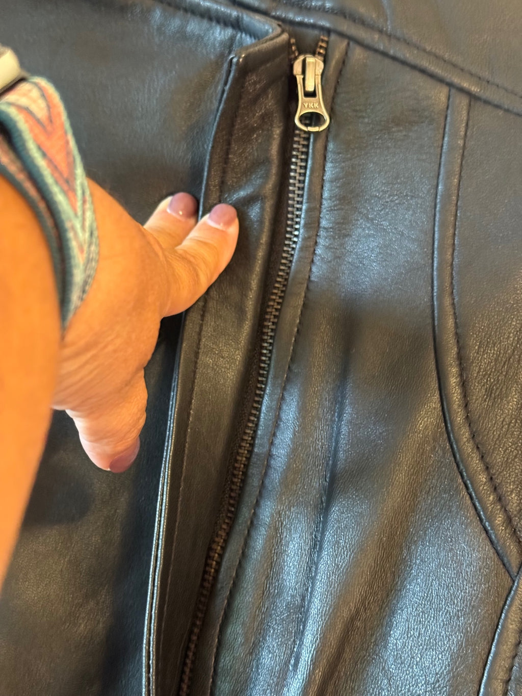Black Leather Women's Jacket with Asymmetric Zipper