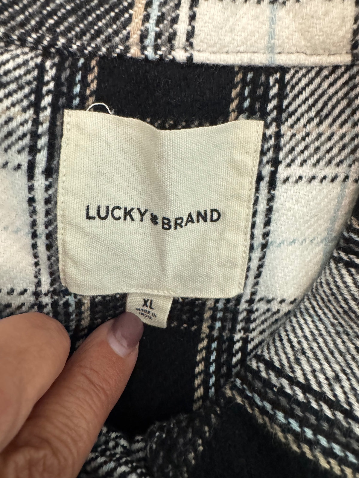 Lucky Brand Black & White Plaid  Shacket XL