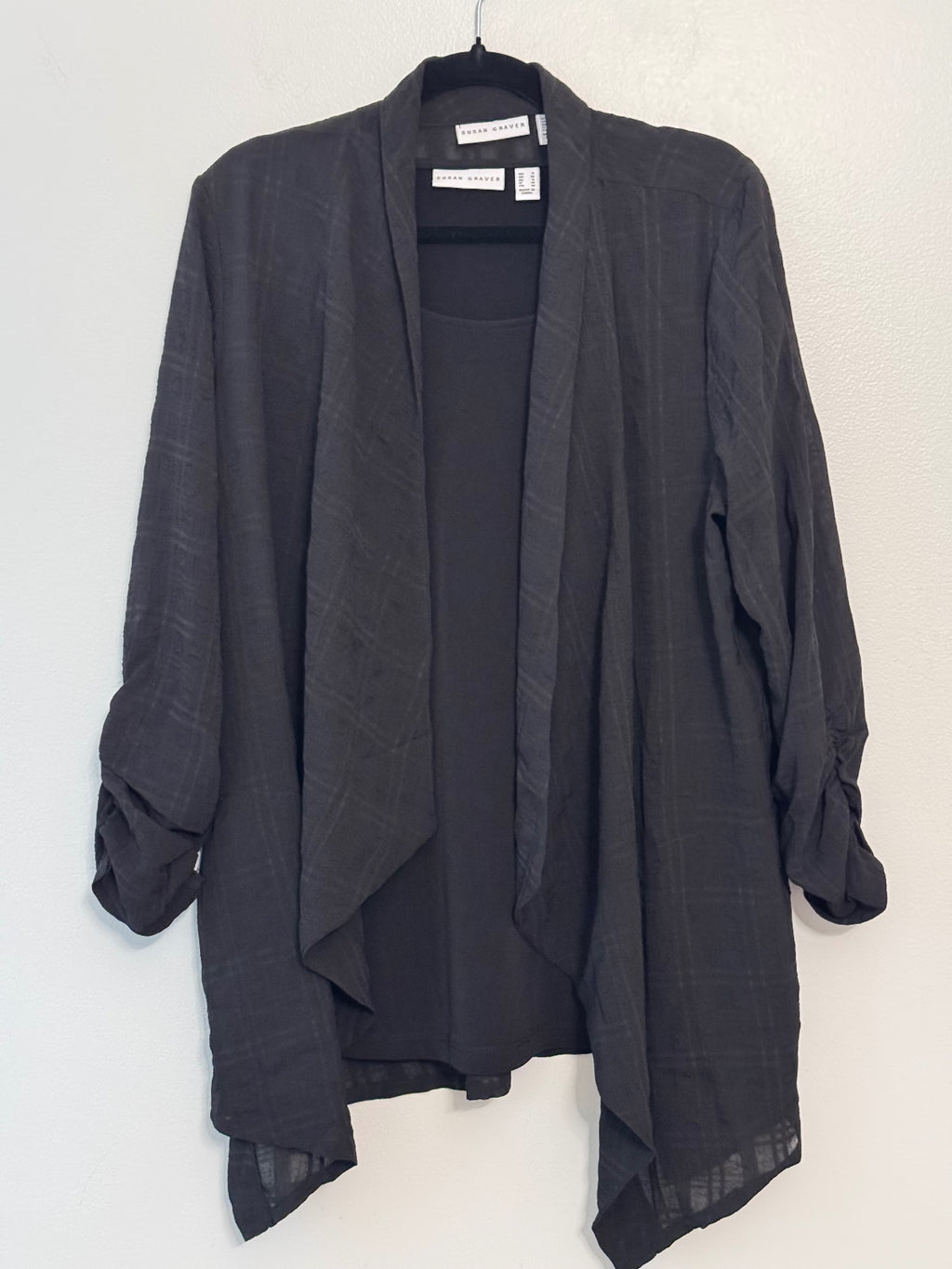 Susan Graver Open front cardigan and tank set size S business casual, career