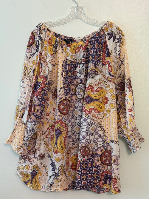 Kaktus 100% Cotton Bohemian Style Off-Shoulder Blouse 1X
