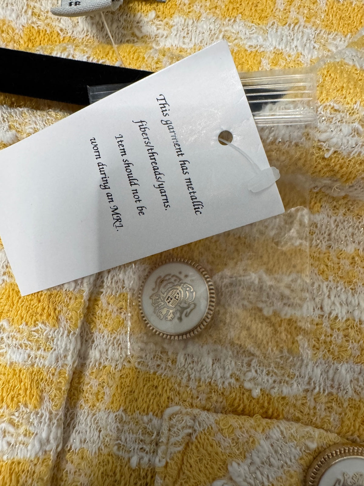 Susan Graver Yellow and White Striped Cardigan Jacket size XS, grannycore