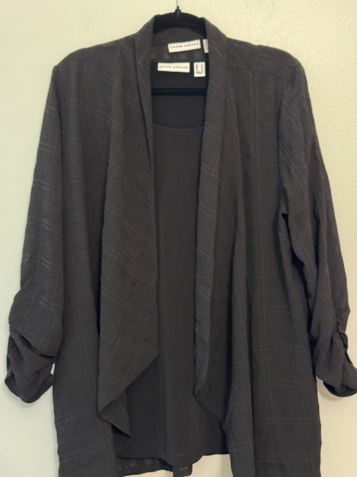 Susan Graver Open front cardigan and tank set size S business casual, career