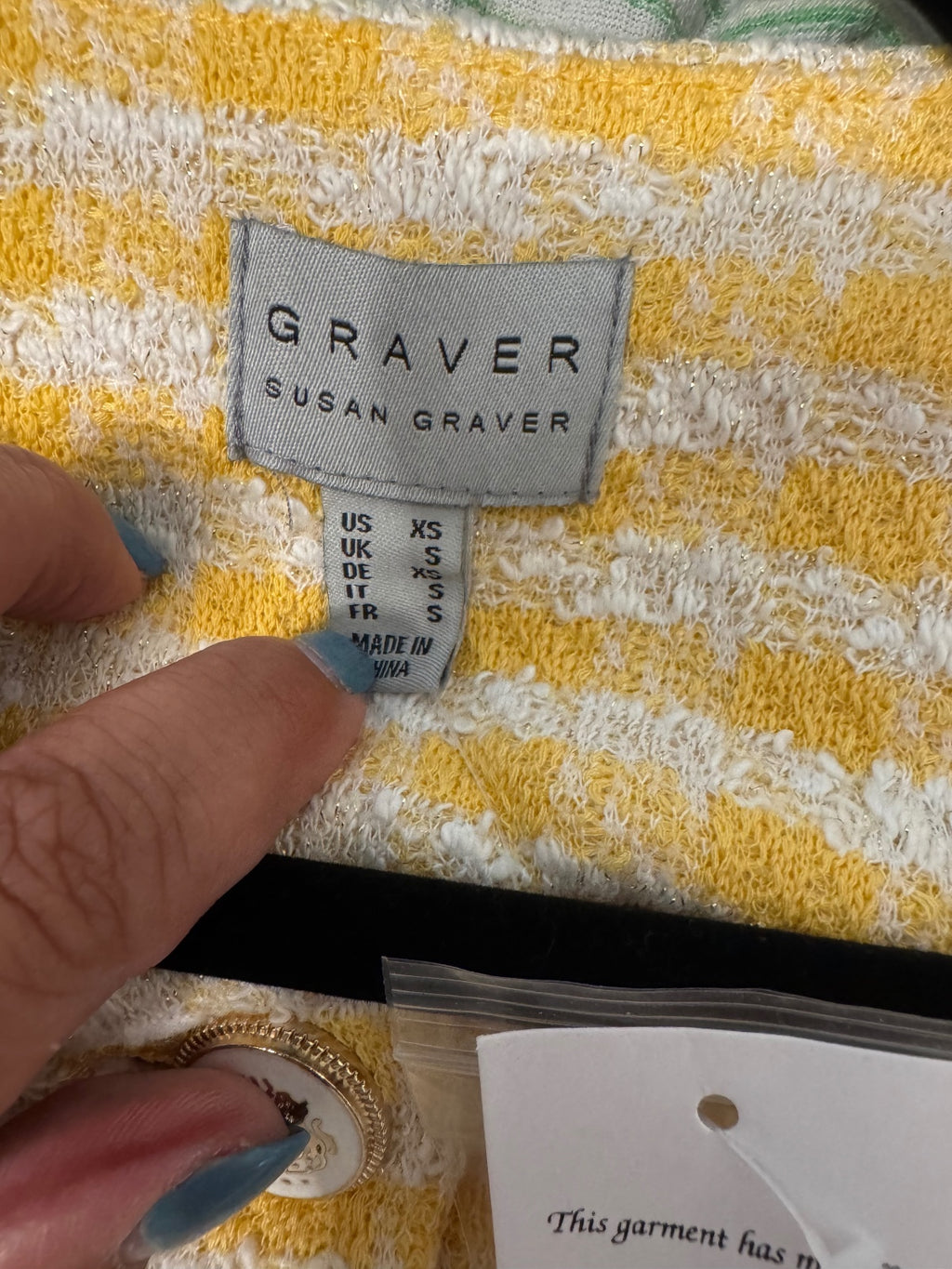 Susan Graver Yellow and White Striped Cardigan Jacket size XS, grannycore