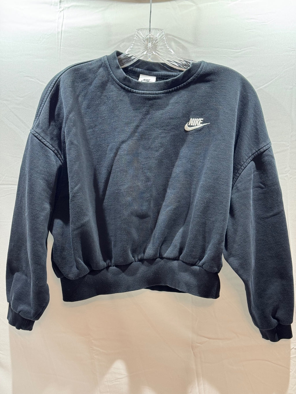 Nike Women’s L  Black Oversized Crewneck Sweatshirt Embroidered Swoosh
