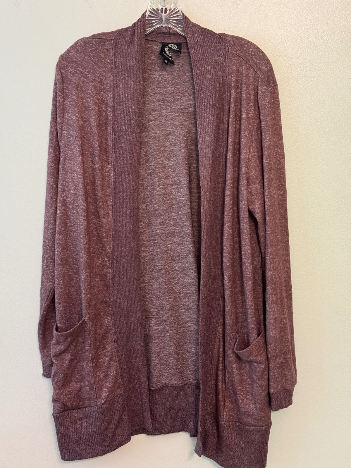 Bobeau Women's Open Front Long Cardigan Sweater Large Mauve